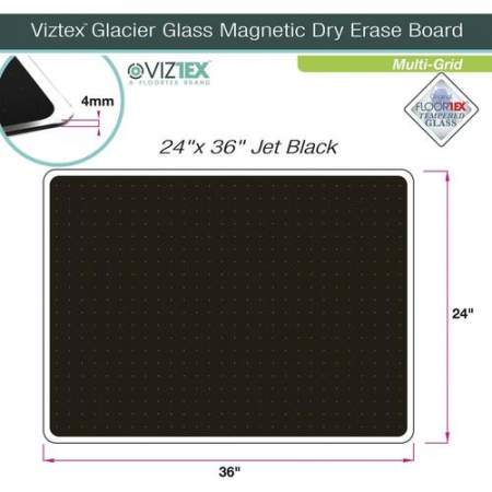Floortex Viztex Dry Erase Magnetic Glass Whiteboard Board - Multi-Grid (FCVGM2436BG)
