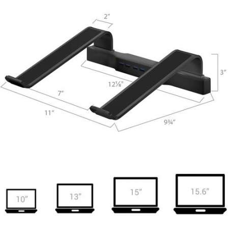 DAC Non-Skid Laptop Stand With 4-Port USB 3.0 Hub (21680)