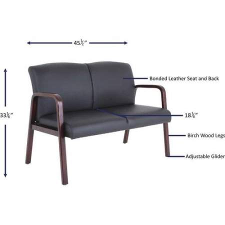 Lorell Wood & Leather Love Seat (40211)