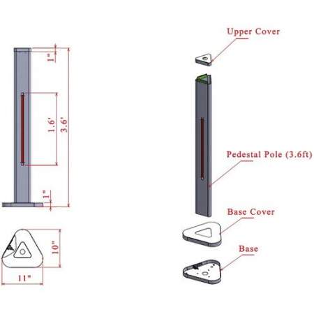 RichTech Triangular Stand for Temperature Screening System Freestanding Floor Pedestal - Box 1 of 2 (AATSSFS1)