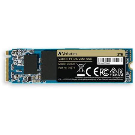 Verbatim Vi3000 2 TB Solid State Drive - M.2 2280 Internal - PCI Express NVMe (PCI Express NVMe 3.0 x4) (70874)