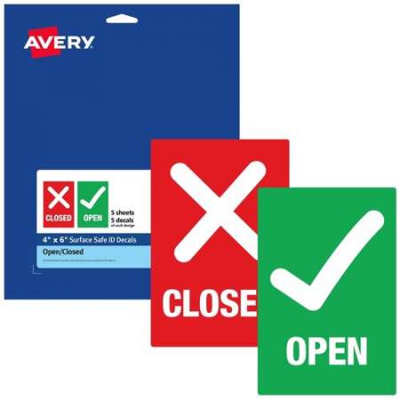 Avery Surface Safe OPEN/CLOSED Table/Chair Decals (83070)