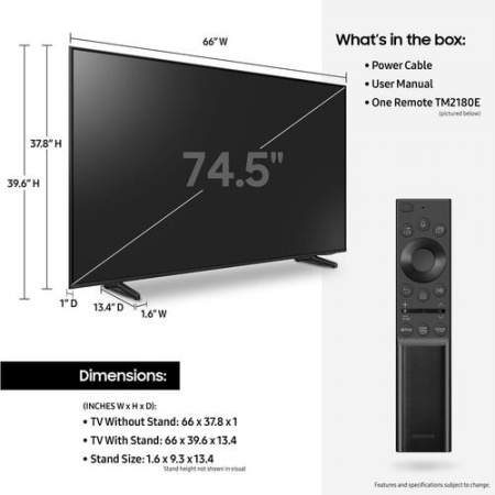 Samsung | 75" | Q60A | QLED | 4K UHD | Smart TV | QN75Q60AAFXZA | 2021