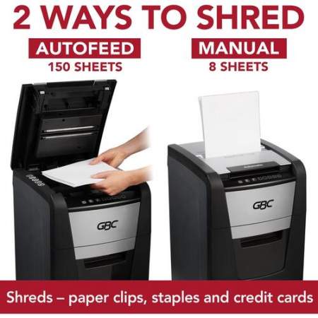 GBC AutoFeed+ Home Office Shredder, 150X, Super Cross-Cut, 150 Sheets (WSM1757604)