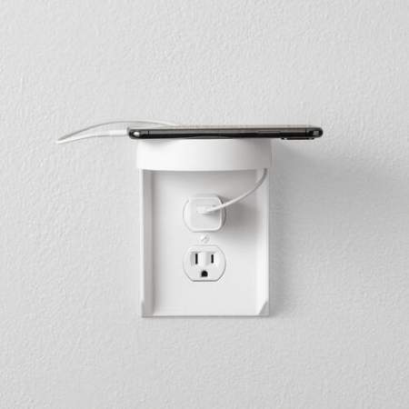 Bluelounge SocketStation Mounting Shelf for Smartphone, Hub, Speaker, Electric Toothbrush - White (BLUSSWH)