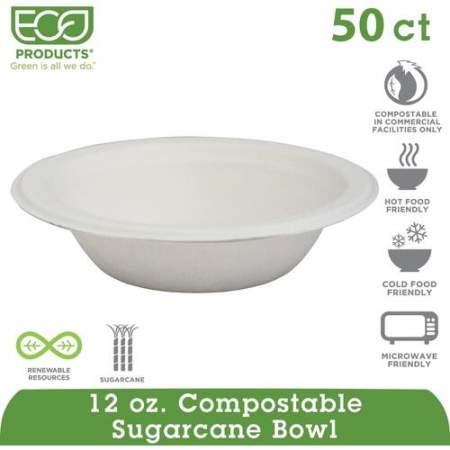 Eco-Products 12-oz. Sugarcane Bowls (EPBL12PCT)