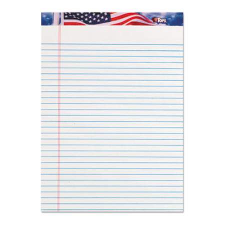 TOPS American Pride Writing Pad, Wide/Legal Rule, Red/White/Blue Headband, 50 White 8.5 x 11.75 Sheets, 12/Pack (75140)