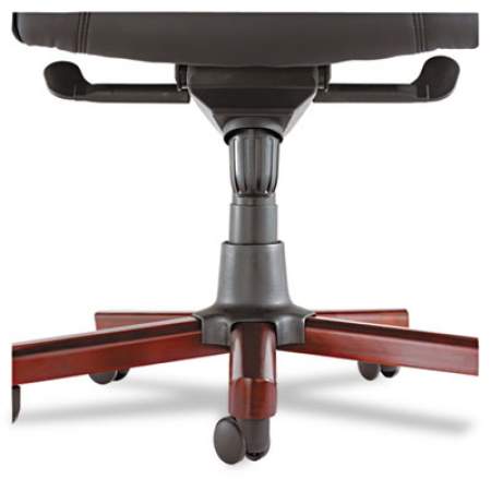 Alera Madaris Series Mid-Back Knee Tilt Bonded Leather Chair, Wood Trim, Supports 275 lb, Black Seat/Back, Mahogany Base (MA42LS10M)