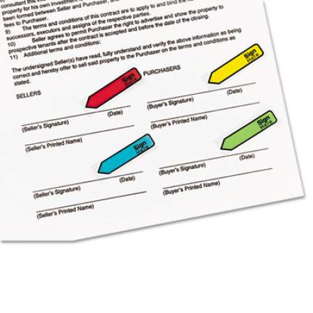 Post-it Flags Arrow Message 1/2" Page Flags w/Dispensers, "Sign Here", Asst Primary, 120/Pack (684SH)