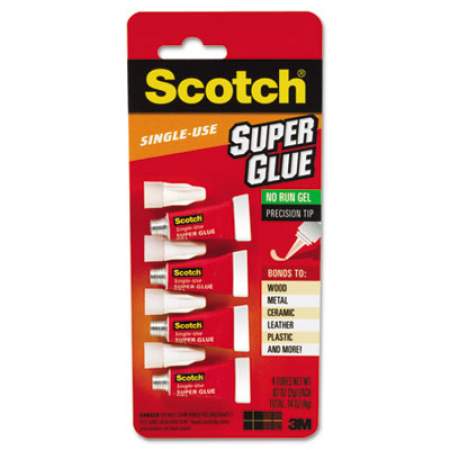 Scotch Single Use Super Glue No-Run Gel, 0.02 oz, Dries Clear, 4/Pack (AD119)
