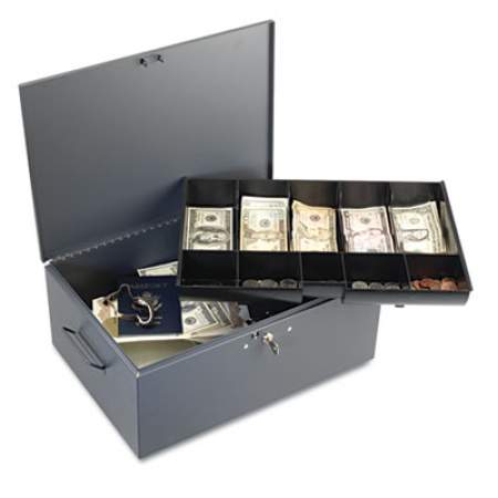 221F15TGRA STEELMASTER Extra Large Cash Box with Handles Gray 
