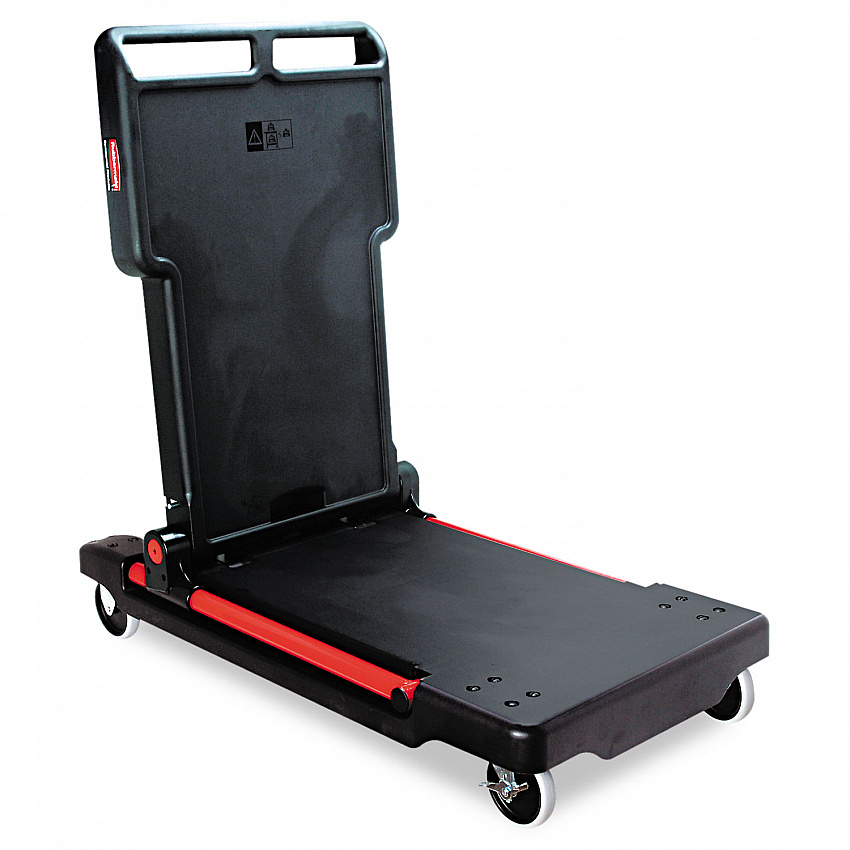Convertible Utility Cart, Plastic, 2 Shelves, 400 lb Capacity, 23.88" x 45.13" x 34.38", Black (430000BK)