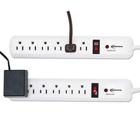 Innovera Surge Protector, 6 Outlets, 4 ft Cord, 540 Joules, White, 2/PK (71653)