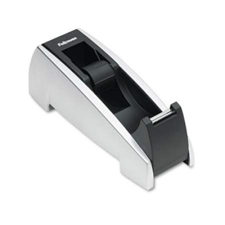 Fellowes Office Suites Desktop Tape Dispenser, Heavy Base, 1" Core, Plastic, Black/Silver (8032701)
