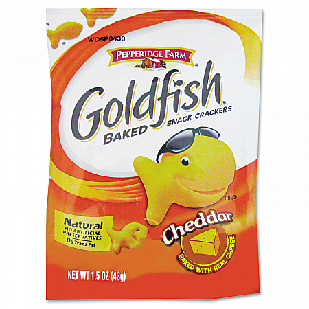 Goldfish Crackers, Cheddar, Single-Serve Snack, 1.5oz Bag, 72/Carton (13539)