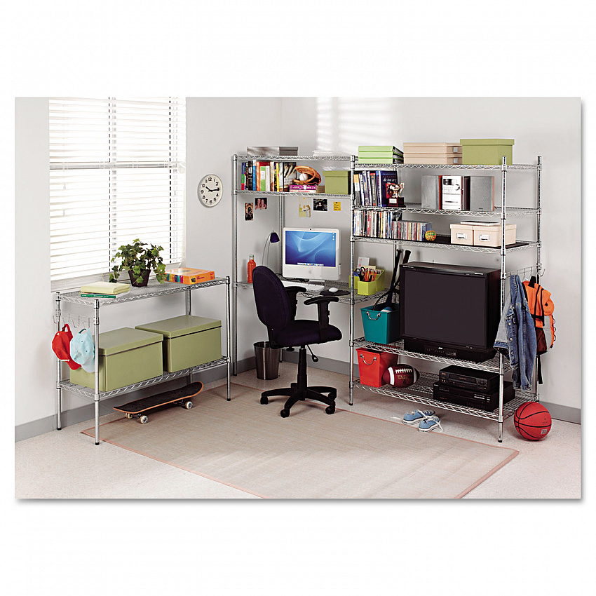 NSF Certified Industrial Four-Shelf Wire Shelving Kit, 48w x 18d x 72h, Silver (SW504818SR)