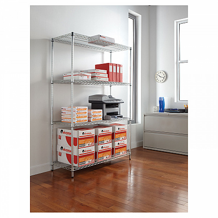 NSF Certified Industrial Four-Shelf Wire Shelving Kit, 48w x 18d x 72h, Silver (SW504818SR)