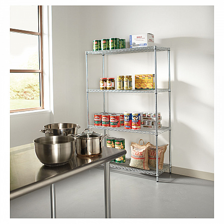 NSF Certified Industrial Four-Shelf Wire Shelving Kit, 48w x 18d x 72h, Silver (SW504818SR)