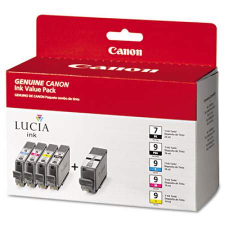 Canon 1034B010 (PGI-7/PGI-9) Ink, Black/Cyan/Magenta/Photo Black/Yellow, 5/Pack