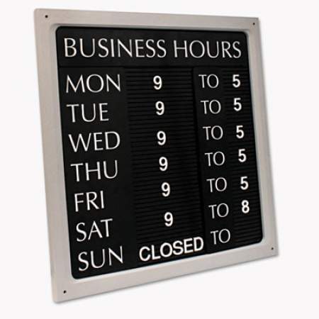 COSCO Message/Business Hours Sign, 15 x 20 1/2, Black/Red (098221)