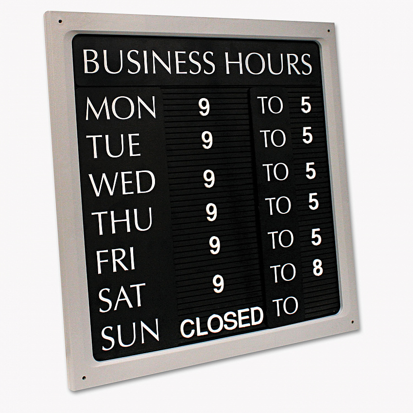 Message/Business Hours Sign, 15 x 20.5, Black/Red (098221)