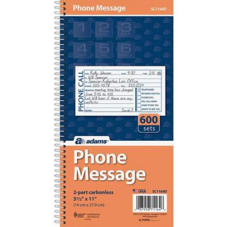 Adams Spiral Bound Phone Message Books (SC1164D)