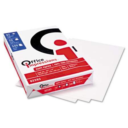 Office Impressions Bulk White Copy Paper, 92 Bright, 20lb, 8.5 x 14, White, 500 Sheets/Ream, 10 Reams/Carton (82393)