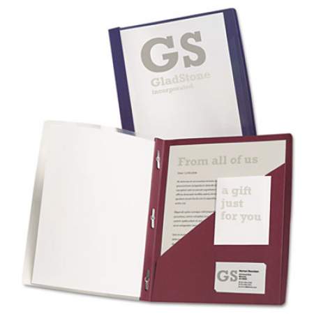 GBC IMPACT Frosted Front Report Cover with Tall Pocket, Prong Fastener, 11 x 8.5, Frosted/Burgundy, 5/Pack (71110)