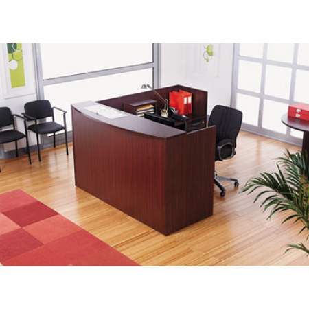 Alera Valencia Series Reception Desk with Transaction Counter, 71" x 35.5" x 29.5" to 42.5", Mahogany (VA327236MY)