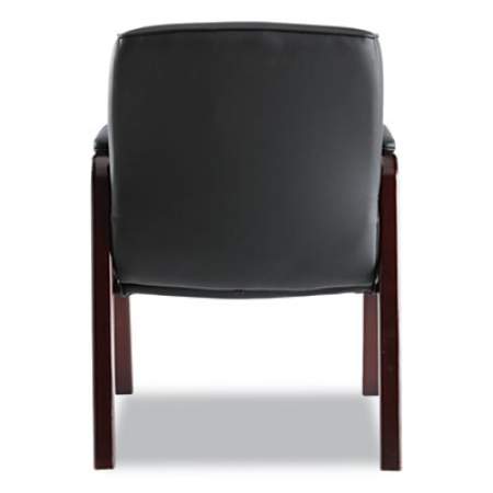 Alera Madaris Series Bonded Leather Guest Chair, Wood Trim Legs, 25.39" x 25.98" x 35.62", Black Seat/Back, Mahogany Base (MA43ALS10M)