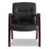 Alera Madaris Series Bonded Leather Guest Chair, Wood Trim Legs, 25.39" x 25.98" x 35.62", Black Seat/Back, Mahogany Base (MA43ALS10M)