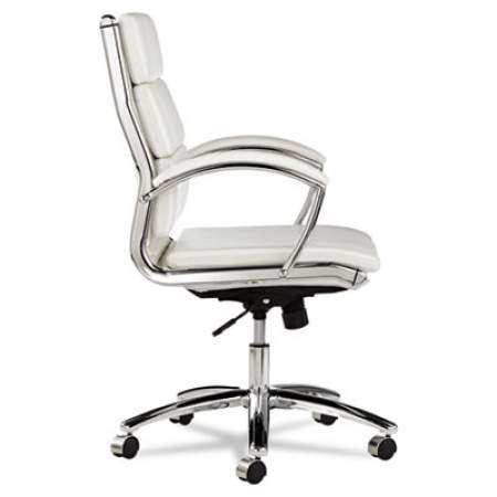 Alera Neratoli Mid-Back Slim Profile Chair, Faux Leather, Up to 275 lb, 18.3" to 21.85" Seat Height, White Seat/Back, Chrome (NR4206)
