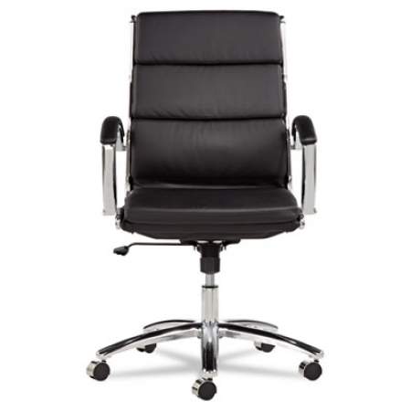 Alera Neratoli Mid-Back Slim Profile Chair, Faux Leather, Supports Up to 275 lb, Black Seat/Back, Chrome Base (NR4219)