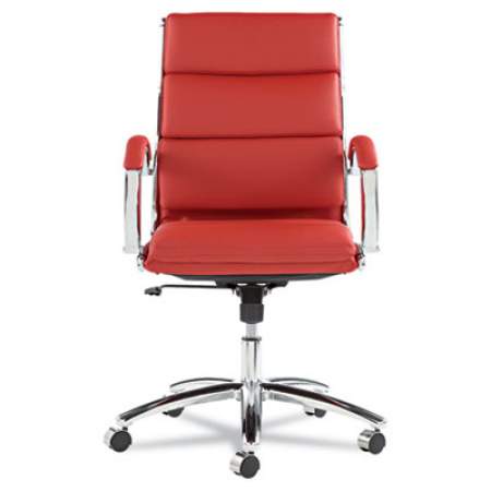 Alera Neratoli Mid-Back Slim Profile Chair, Faux Leather, Supports Up to 275 lb, Red Seat/Back, Chrome Base (NR4239)