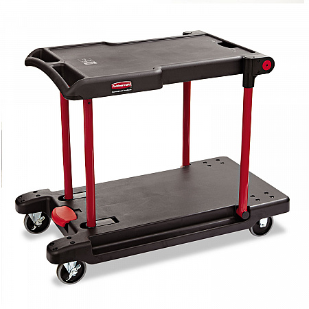 Convertible Utility Cart, Plastic, 2 Shelves, 400 lb Capacity, 23.88