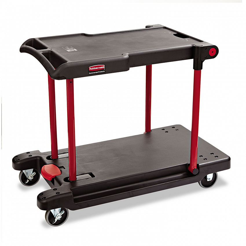 Convertible Utility Cart, Plastic, 2 Shelves, 400 lb Capacity, 23.88" x 45.13" x 34.38", Black (430000BK)