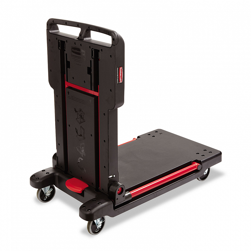 Convertible Utility Cart, Plastic, 2 Shelves, 400 lb Capacity, 23.88" x 45.13" x 34.38", Black (430000BK)