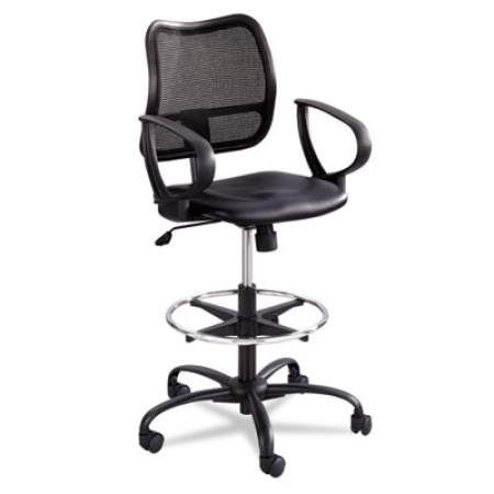 Safco Vue Series Mesh Extended-Height Chair, Supports Up to 250 lb, 23" to 33" Seat Height, Black Vinyl Seat, Black Base (3395BV)
