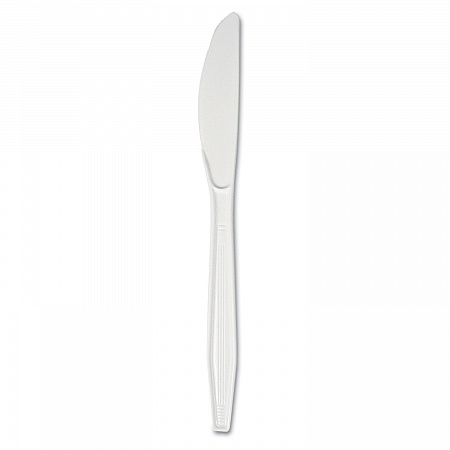 Mediumweight Polystyrene Cutlery, Knife, Plastic, White, 100/Box, 10 Boxes/Carton (KNIFEMWPSCT)