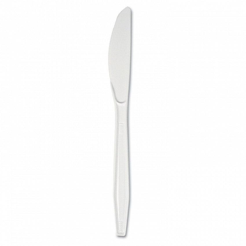 Mediumweight Polystyrene Cutlery, Knife, Plastic, White, 100/Box, 10 Boxes/Carton (KNIFEMWPSCT)