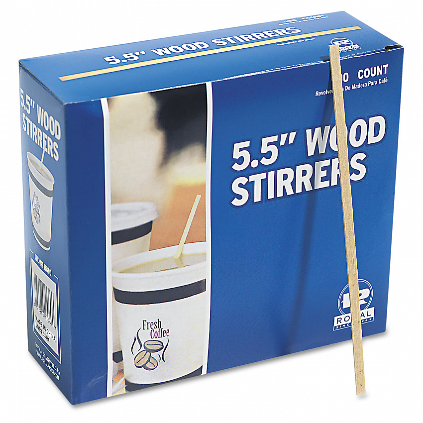 Wood Stir Sticks, 5.5", 10,000/Carton (R810CT)