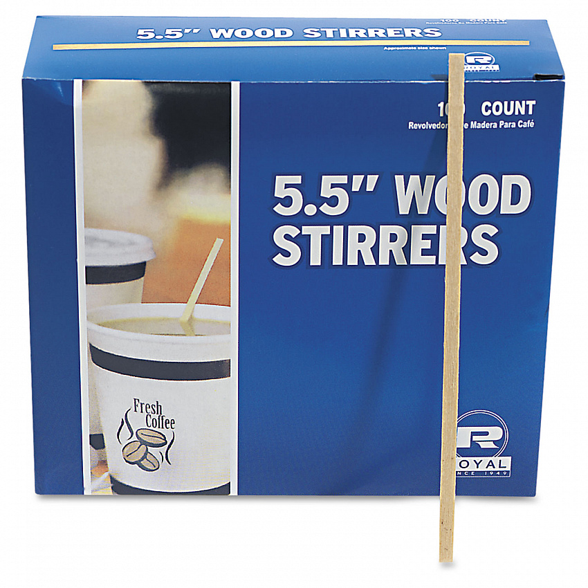 Wood Stir Sticks, 5.5", 10,000/Carton (R810CT)