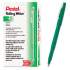 Pentel Rolling Writer Roller Ball Pen, Stick, Medium 0.8 mm, Green Ink, Green Barrel, Dozen (R100D)