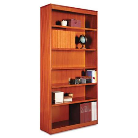 Alera Square Corner Wood Bookcase, Six-Shelf, 35.63"w x 11.81"d x 71.73"h, Medium Cherry (BCS67236MC)
