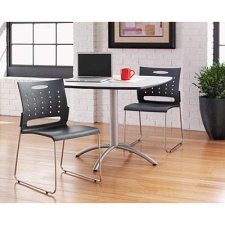 Alera Continental Series Plastic Perforated Back Stack Chair, Supports Up to 275 lb, Charcoal Seat/Back, Gunmetal Base, 4/CT (SC6546)