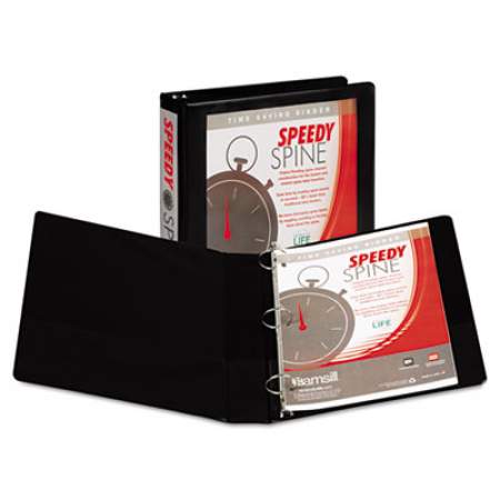 Samsill Speedy Spine Heavy-Duty Time Saving Round Ring View Binder, 3 Rings, 1.5" Capacity, 11 x 8.5, Black (18150C)