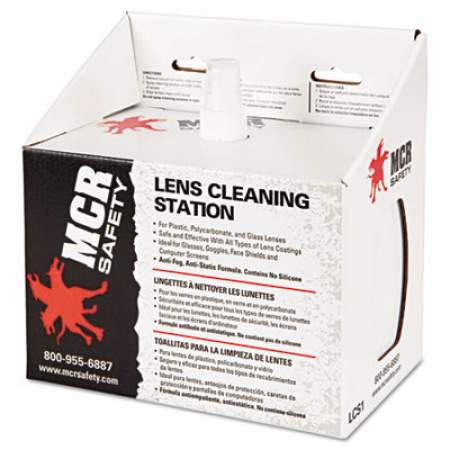 MCR Safety Disposable Lens Cleaning Station, 2 boxes of 300 Tissues, 8oz Solution (LCS1)