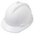 MSA V-Gard Hard Hats w/Ratchet Suspension, Large Size 7 1/2 - 8 1/2, White (477482)
