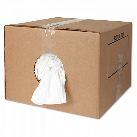 New Bleached White T-Shirt Rags, 25 Pounds/Bag (45525)
