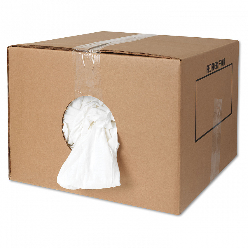 New Bleached White T-Shirt Rags, 25 Pounds/Bag (45525)